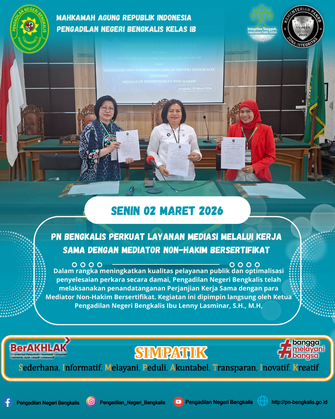 PN BENGKALIS PERKUAT LAYANAN MEDIASI MELALUI KERJA SAMA DENGAN MEDIATOR NON-HAKIM BERSERTIFIKAT