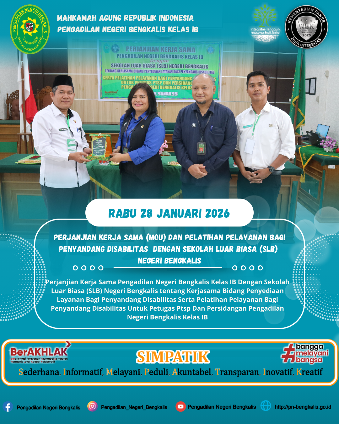 PENGADILAN NEGERI BENGKALIS DAN SLB NEGERI BENGKALIS JALIN KERJA SAMA LAYANAN DISABILITAS
